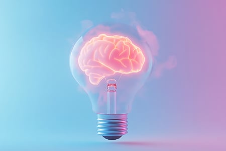 light bulb with brain inside