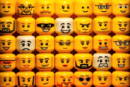 rows of lego faces